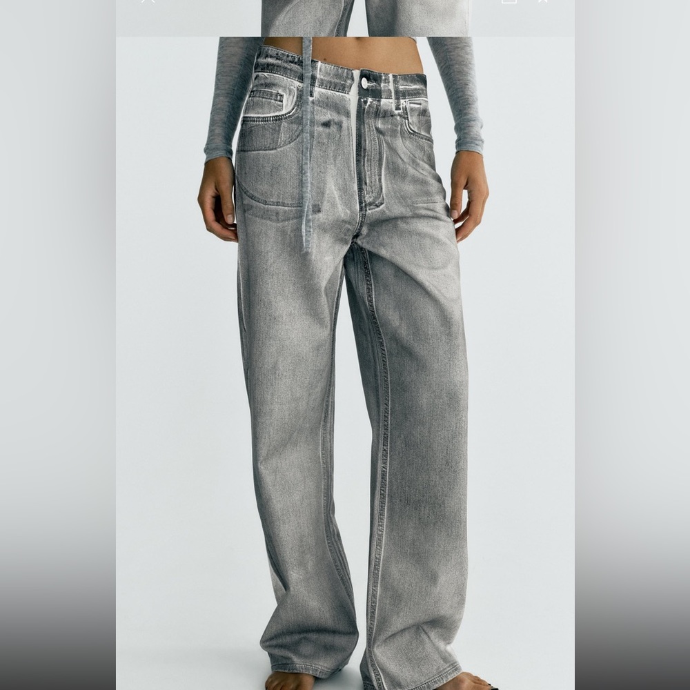 ZARA metallic black high rise jeans